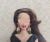 Set of 3 Pairs Doll Earrings Handmade Miniature Feather Rhinestone Jewellery Accessories