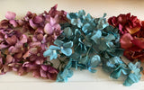 Craftuneed Bundle 34 bunches fabric floral petals sew on glue on hydrangeas flower petals green blue purple wine