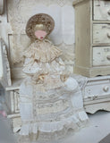 1:4 Scale Doll Dress Set Victorian Vintage Lace Clothing with Bonnet Hat Black Ivory