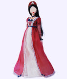 Handmade 1:6 Scale Vintage Romantic Doll Dress Renaissance-Inspired Court Gown with Jewellery