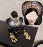 Handmade 1:6 Scale Royal Style Doll Jewelry Set – Miniature Crown, Necklace & Earrings