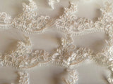 Craftuneed Bundle 6Meters ivory eyelash lace trim embroidered floral tulle lace trimming