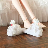 Handmade BJD Pajama Dress & Slippers Set 1/6 1/4 1/3 Scale Miniature Doll Sleepwear