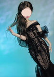 Handmade Black Mermaid Doll Evening Dress with Sleeves For 1/6 1/4 1/3 Scale