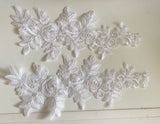 Craftuneed Bundle 7pcs ivory and white sew on lace applique embroidered floral tulle lace motif patch Mix lot