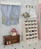 Handmade Dollhouse Wooden Shoe Cabinet Miniature Vintage Style Organizer Storage Drawer Unit