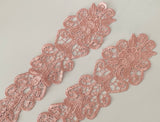 Craftuneed Mirror pair pink floral lace sleeves applique sew on lace motif for dress making