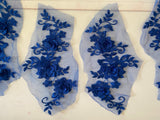 Craftuneed Bundle 4pcs royal blue 3D lace applique sew on double layer embroidered floral lace motif patch