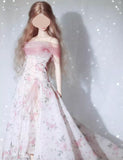 Handmade Floral Doll Dress Miniature Sequins Beaded Evening Gown For 1/6 1/4 1/3 Scale