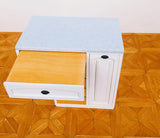 Craftuneed 1:6 Scale Miniature Dollhouse Kitchen Set L Shaped Cabinet with Sink Cupboard Organiser Doll Furniture Available in ivory or blue