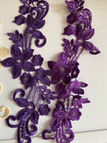 Bundle 5pcs lace applique navy purple cream embroidered floral lace motif patch