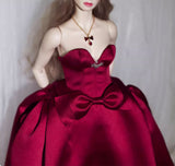 Handmade Miniature Red Evening Dress Doll Satin Ball Gown Available in 1/6 1/4 1/3