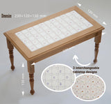 1:6 Scale Miniature Wooden Vintage Style Tile Table Chair Handmade Dollhouse Furniture with 3 Interchangeable Tabletop Designs