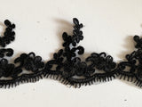 Craftuneed Bundle Black Eyelash Style Lace Trim Sew On Embroidered Floral Tulle Lace Trimming for Sewing DIY