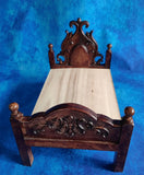 Miniature Doll Bed 1:6 Scale Vintage Style Wooden Dollhouse Bed Frame Unassembled