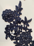 Craftuneed Job lot 6pcs navy sew on lace applique dress sewing floral lace motif patch