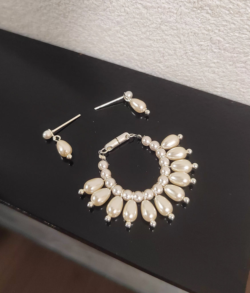 1:6 Scale Doll Faux Pearl Necklace and Earrings Set Miniature Jewellery Handmade