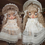 1:6 Scale Doll Lace Dress with Embroidery Handmade Vintage Style Floral Dress Outfit For Dolls