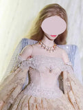 Handmade Vintage Lace Doll Dress and Necklace Miniature Gown For 1/6 1/4 1/3 Scale