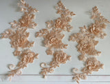Craftuneed Bundle 3pcs skin pink 3D lace applique sew on double layer embroidered floral lace motif patch