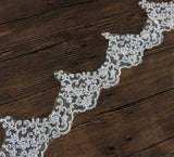 10 Yards Floral Lace Trim – White or Ivory Embroidered Tulle Lace for Bridal Sewing DIY