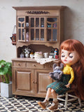 Craftuneed 1:6 Scale Miniature Sideboard Cabinet, Entryway Hutch, Chair Handmade Dollhouse Wooden Furniture For Dolls