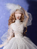Handmade Doll Lace Dress & Fascinator Set Miniature Custom For 1/6 1/4 1/3 Scale