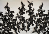 5 Pairs Black Lace Applique Floral Embroidery Lace Motif Patch For Dressmaking DIY