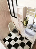 Craftuneed 1:6 Scale Miniature Doll Bathroom Scene Setup Dollhouse Bathtub Sink & Toilet Furniture for Fashion Dolls