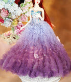Craftuneed 1:6 Scale Doll Purple Gradient Ruffle Princess Gown Dress Handmade Miniature Sequin Evening Dress for Fashion Dolls