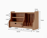 Craftuneed 1:6 Scale Dollhouse Brown Wooden Kitchen Dish Rack Miniature Plate Organiser with Drawer & Cups Shelves Storage Furniture