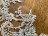 3pcs Ivory Sequin Lace Appliques Floral Embroidered Bridal Lace Motifs Patch