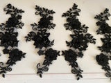 Craftuneed Bundle 5pcs black 3D lace applique sew on double layer floral lace motif patch