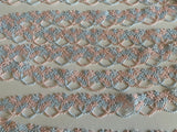 Craftuneed Bundle 2.1 Meters Blue &amp; Pink Floral Lace Trim Sew on Embroidered cotton lace trimming