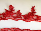 Red Embroidered Lace Trim 2.5 Meters Sew On Floral Lace Trimming For Dress DIY Craftuneed