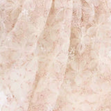 Pink 3D Floral Embroidered Lace Fabric with Sequins Tulle Mesh 3 Meters