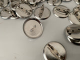 Craftuneed Bundle lot 116pcs circle silver brooch back pin badge fastener bar findings 2cm diameter