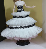 Handmade 1:6 Scale Doll Dress Miniature Tiered Tulle Gown For Fashion Dolls