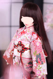 Handmade Doll Cherry Kimono Outfit with Obi and bag Japanese Style Doll Clothing 1/6, 1/4, 1/3