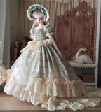 Craftuneed Victorian Rococo Doll Dress Set for BJD Includes Lace Grown, Underskirt, Petticoat and Hat Fits 1/6 OB24 1/4 1/3 Dolls