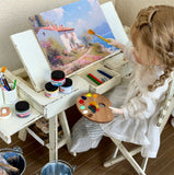 1:6 Scale Dollhouse Artist Easel Desk & Chair Miniature Art Studio Furniture Props Set