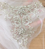 Silver Rhinestone Applique Crystal Motif Embellishment for Sewing Craft