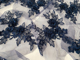 Craftuneed Job lot 10pcs Navy 3D lace applique motif double layer floral lace motif patch