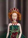 Handmade 1:6 Scale Royal Style Doll Jewelry Set – Miniature Pearl Gemstone Style Crown, Necklace & Earrings