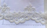 6 Yards Ivory Beaded Bridal Lace Trim Sequined Lace Edge for Wedding Dress Veil