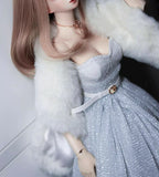 Craftuneed 1:6 Scale Doll Sparkly Evening Gown Dress with Faux Fur Shawl for fashion Dolls Available in White or Black Handmade