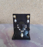 Handmade 1:6 Scale Miniature Doll Faux Pearl Crown Necklace & Earrings Set