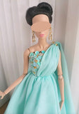 Handmade 1:6 Scale Greek Style Doll Dress Miniature Chiffon Couture Gown with Beaded Bodice