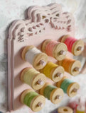 Handmade 1:6 Scale Miniature Thread & Lace Storage Rack Set Wooden Dollhouse Sewing Room Decor