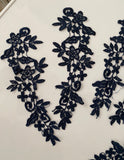 Craftuneed Bundle 6pcs navy sew on lace applique embroidered floral tulle lace motif patch